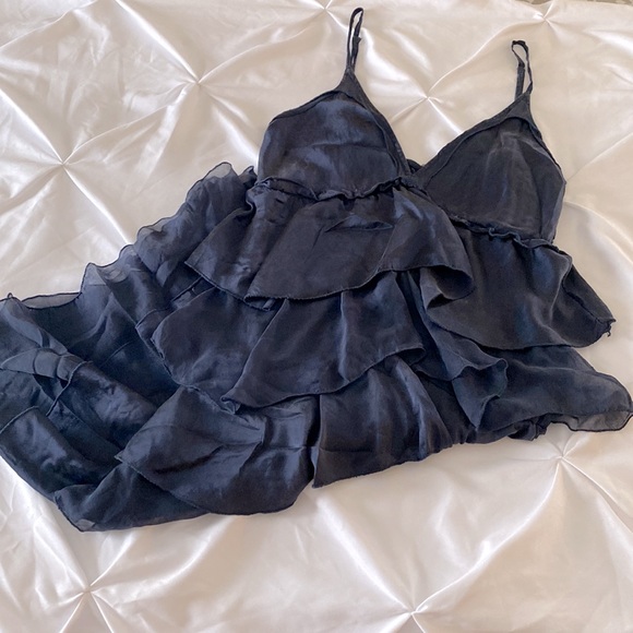 Ruffle Chiffon and Silk Dress - Picture 2 of 4